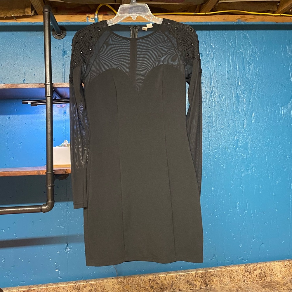 Forever 21 Black sheer dress embellished sleeves